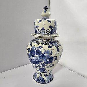 Delft Ginger Jar Hand Painted and Made in Holland Blue and White